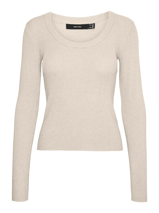 Vmgold Rib LS U-Neck Pullover