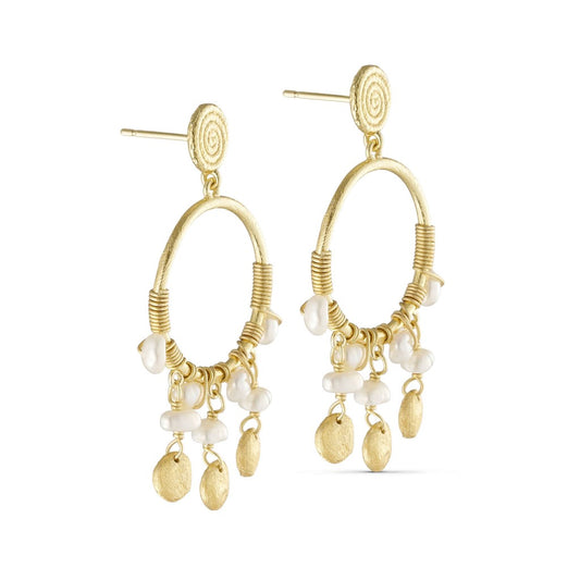 Øreringe med vedhæng, perler og natursten