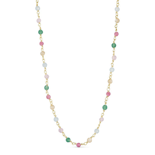 Kæde med multi natursten guld